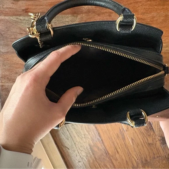 Black Coach Crossbody Purse with Gold Accents - Picture 9 of 13